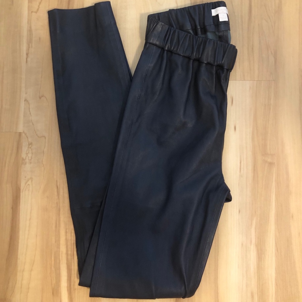 J. Crew Collection Leather Leggings Navy
